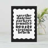 Vet geschulpte rand zwart wit QR code foto Save The Date (Staand voorkant)