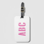 Vet gestapeld roze 3 letter monogram bagagelabel (Voorkant (verticaal))