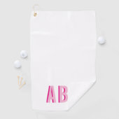 Vet gestapeld roze 3 letter monogram golfhanddoek (Insitu)