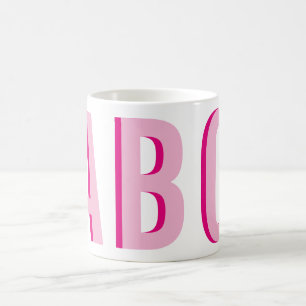 Vet gestapeld roze 3 letter monogram koffiemok