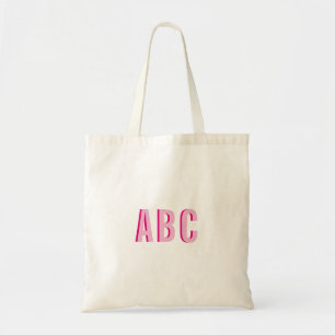 Vet gestapeld roze 3-letter monogram tote bag