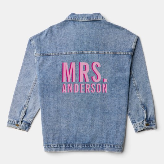 Vet gestapelde roze naam denim jacket (Achterkant)