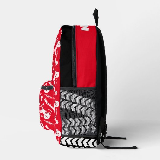 Vet gestileerde tractor grafische tarwenaam rood bedrukte rugzak (Rechts)