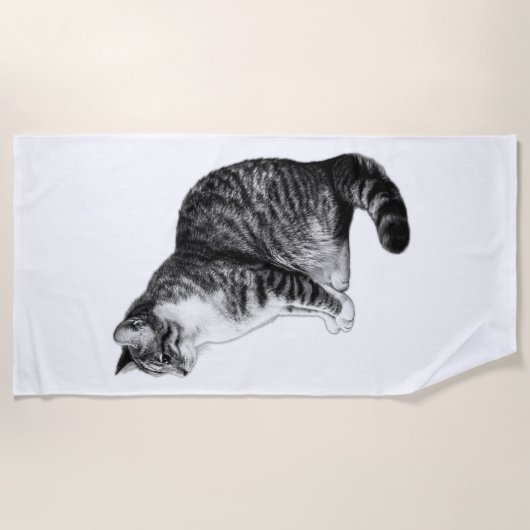 Vet Gestreepte Tabby Cat Ink Art Strandlaken (Voorkant)