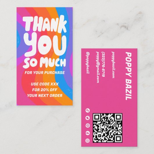 Vet golvende regenboog bestelling dank u sociale Q Visitekaartje (Voorkant / Achterkant)