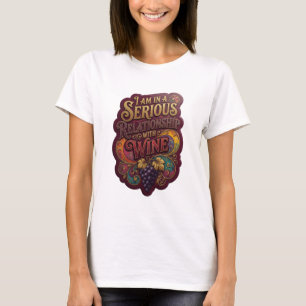 Vet goud IK BEN IN EEN ERNSTIGE RELATIE MET WIJN T-shirt