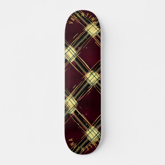 Vet Gouden Accenten Kerst Tartan Plaid Design Skateboard (Voorkant)
