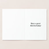 Vet, Gouden folie "43 JAAR OUD!" Verjaardag Kaart (Binnen)