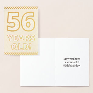 Vet, Gouden folie "56 JAAR OUD!" Verjaardag Kaart