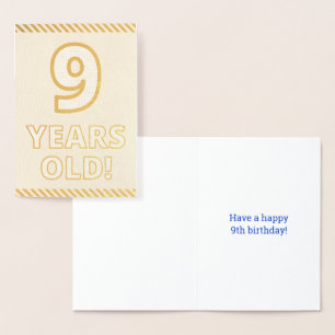 Vet, Gouden folie "9 JAAR OUD!" Verjaardag Kaart