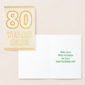 Vet, goudolie "80 JAAR OUD!" Birthday-kaart Folie Kaarten (Display)