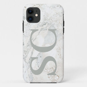 Vet grafisch typografisch initiaal marmer iPhone 11 hoesje
