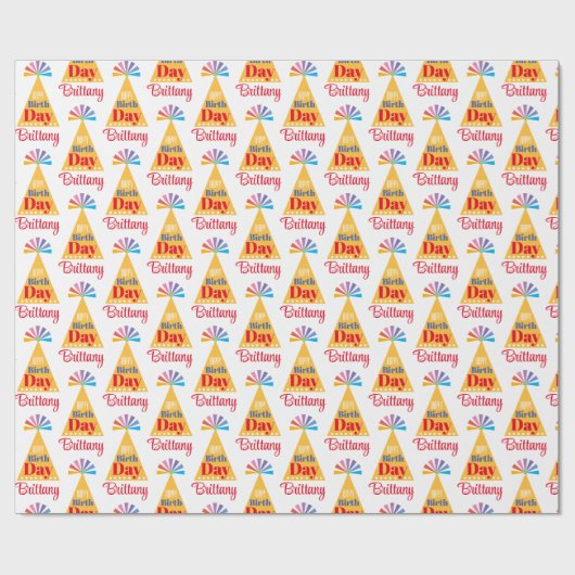 Vet Grafische naam Party Pet Verjaardag Cadeaupapier (Vlak)