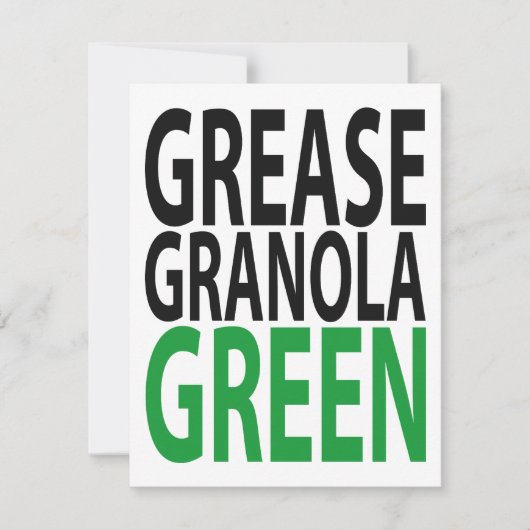 vet, granola, GREEN! Kaart (Voorkant)