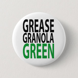vet, granola, GREEN! Ronde Button 5,7 Cm