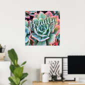 Vet groen cactus Succulent Photo Beauty Script Poster (Thuiskantoor)