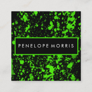 Vet Groen en Zwart Verf Splatter Beauty Stylist Vierkante Visitekaartje