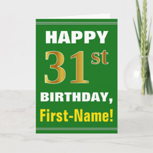 Vet, groen, Faux Gold 31st geboortedag met Kaart