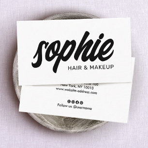 Vet handgeschreven penseelscript zwart witte schoo visitekaartje