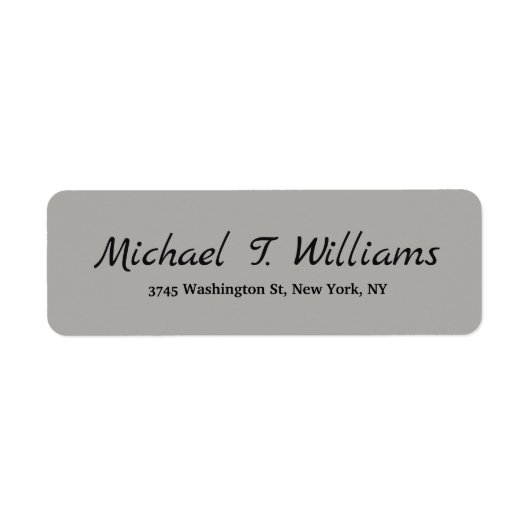 Vet Handschrift Klassiek Grijs Elegant Minimalist Etiket (Voorkant)