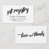 Vet handschrift script, eenvoudige trouwregister informatiekaartje (Voorkant / Achterkant)