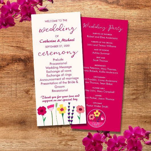 Vet & Helder Kleurrijk Bloemen Lente Bruiloft Programma