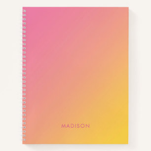 Vet Helder Meisje Roze Geel Gradient Ombré Notitieboek