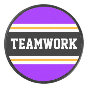Vet Helder Paarse Zwart TEAMWORK Racing Stripes Hockey Puck