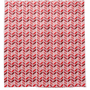 Vet, helder rood roze herringbone-patroonontwerp douchegordijn