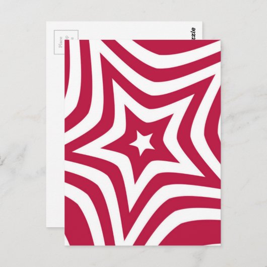 Vet & Helder Rood & Witte Ster in een Vectorpatroo Briefkaart (Voorkant / Achterkant)