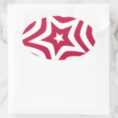 Vet & Helder Rood & Witte Ster in een Vectorpatroo Ovale Sticker (Tas)