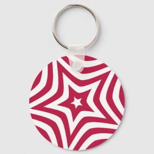 Vet & Helder Rood & Witte Ster in een Vectorpatroo Sleutelhanger