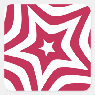 Vet & Helder Rood & Witte Ster in een Vectorpatroo Vierkante Sticker