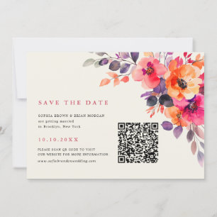 Vet Helder Roze Sinaasappel Waterverf Bloemen Foto Save The Date