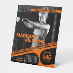Vet Helder Sinaasappel Personal Trainer Foto Reclamebord Met Voetstuk