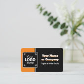 Vet, helder Sinaasappel, zwart & wit eigen merk Visitekaartje (Staand voorkant)