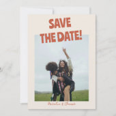 Vet Heldere Funky Retro Unieke Foto Huwelijk Save The Date (Voorkant)