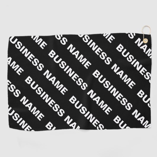 Vet Herhalende bewerkbare naam | Eenvoudig zwart w Golfhanddoek (Horizontaal)