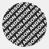 Vet Herhalende bewerkbare naam | Eenvoudig zwart w Ronde Sticker (Voorkant)