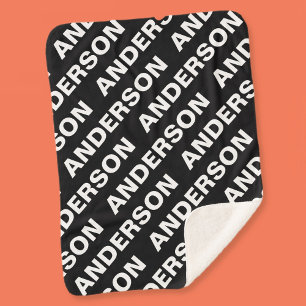 Vet Herhalende bewerkbare naam Eenvoudig zwart w Sherpa Deken