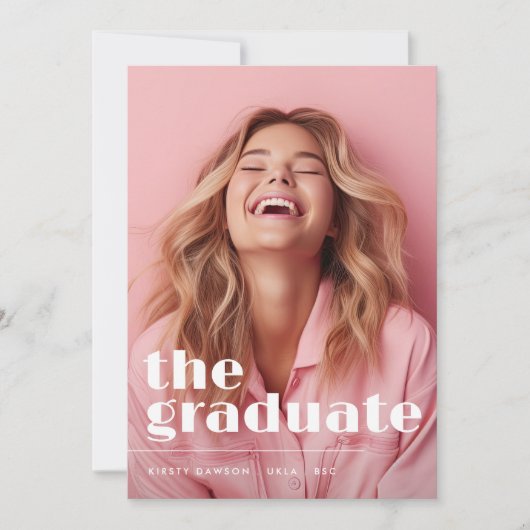 Vet HET AFSTUDEREN Twee foto AFSTUDEREN Aankondiging (Voorkant)