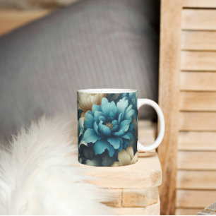 Vet in Blauw & Delicate Cream Bloemen Koffiemok