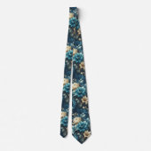 Vet in Blauw & Delicate Cream Bloemen Stropdas (Achterkant)