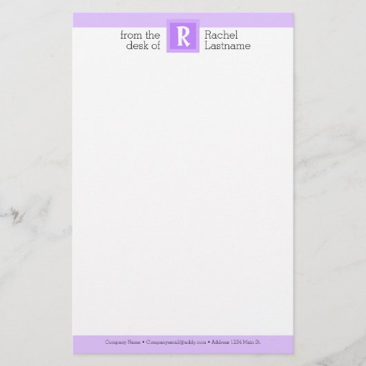 Vet Initiaal & Naam Monogram Briefpapier (Voorkant)