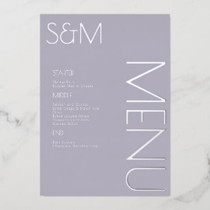 Vet Initiaal Weddenschap geperste Silver Menu-kaar Folie Uitnodiging
