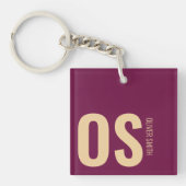 Vet Initialen Monogram Naam Burgundy Meisjesachtig Sleutelhanger (Voorkant)