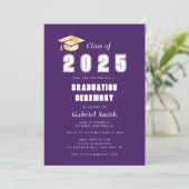 Vet Jaar paarse afstuderen Uitnodiging (Staand voorkant)