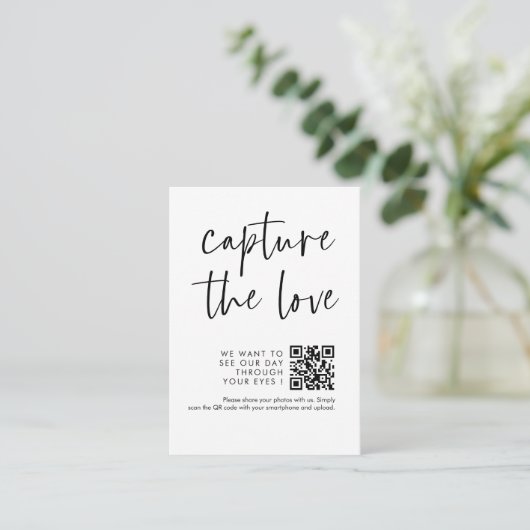 Vet kalligrafiescript Capture the Love QR-code Informatiekaartje (Staand voorkant)