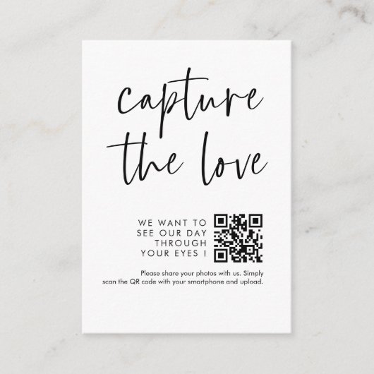 Vet kalligrafiescript Capture the Love QR-code Informatiekaartje (Voorkant)