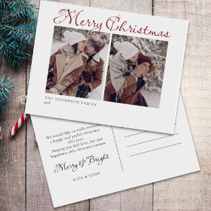 Vet Kerstfeest Familie Foto's Vakantie Briefkaart